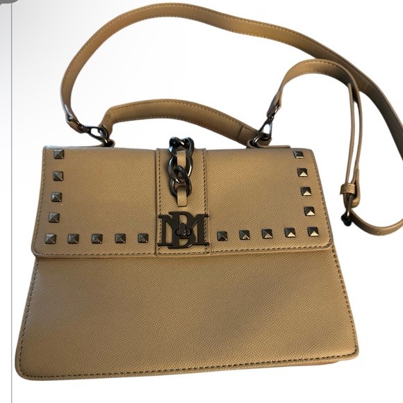 Badgley Mischka Tan Satchel with Stud Accents - Picture 1 of 3
